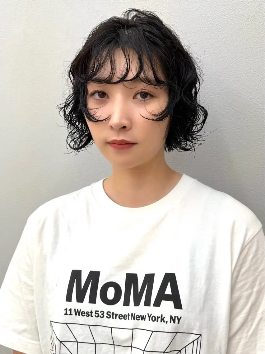 ショート パーマ ✨コテ巻き風パーマ ✨川合佑哉のヘアスタイル