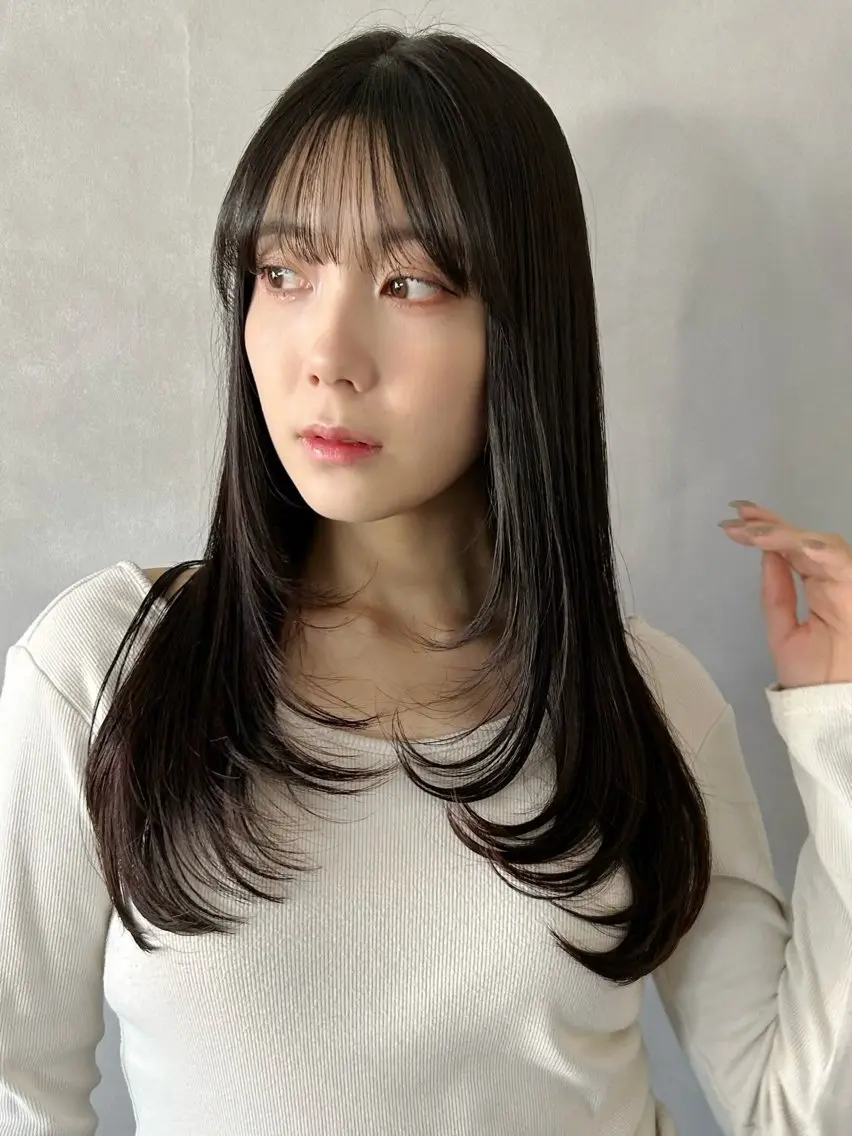ミディアム カラー ミディアムレイヤー くびれヘア レイヤーカット カット ヘアカラー トリートメント 池袋/小顔レイヤー/ 顔まわり/taigaのヘアスタイル