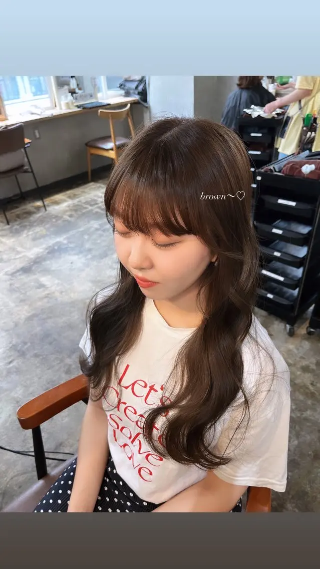 ロング カラー ヘアアレンジ ブラウンカラー 光本 杏のヘアスタイル