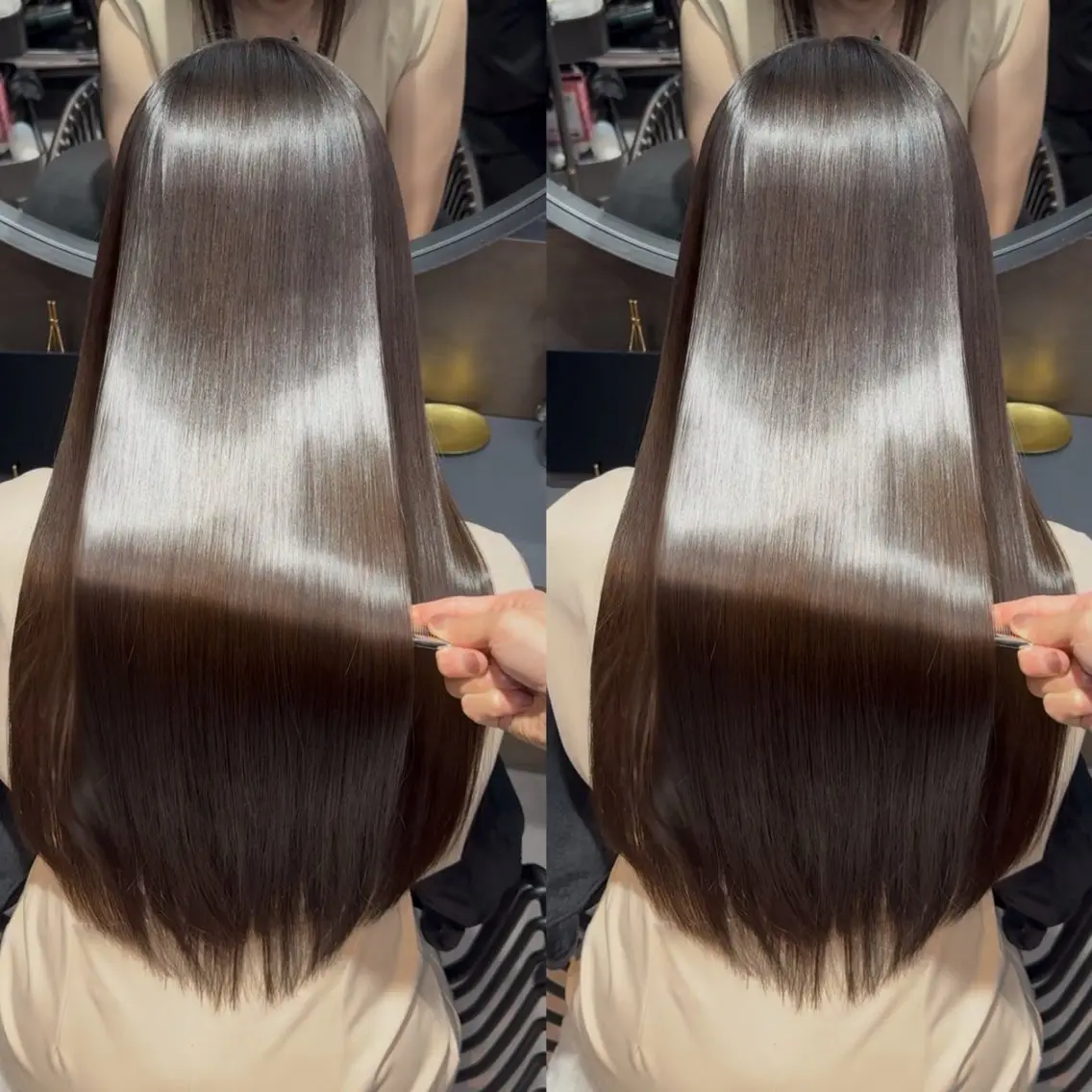ロング カラー ブリーチ 透明感カラー 髪質改善 韓国風ヘア 似合わせカット カット ヘアカラー 縮毛矯正 新宿/髪質改善支持率 No.1💍yasuのヘアスタイル