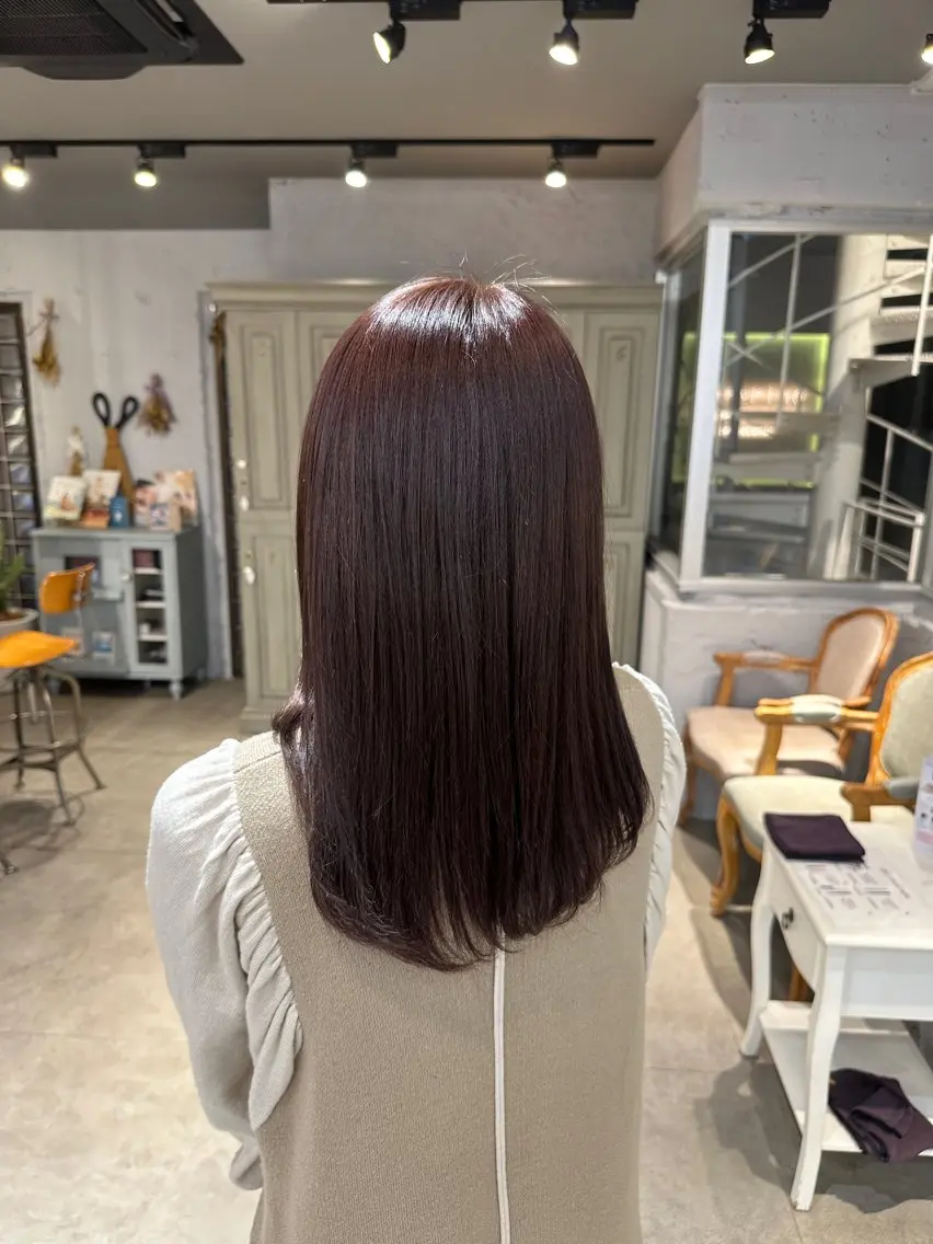 ミディアム カラー ブラウンカラー ラベンダーカラー 無料カットモデル🩶 Jr.メニューはるかのヘアスタイル