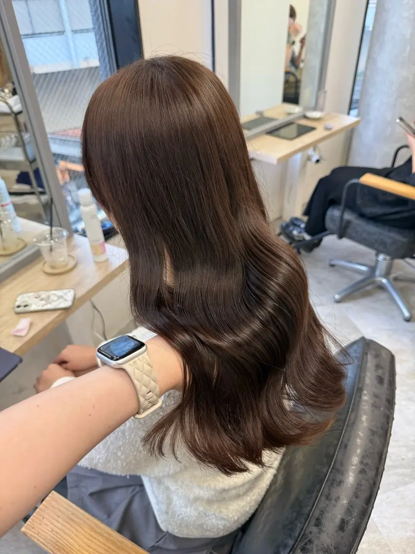 ロング カラー ヘアアレンジ ブラウンカラー マロンブラウン カット ヘアカラー トリートメント Himawari♡ 柔らかいカラーのヘアスタイル