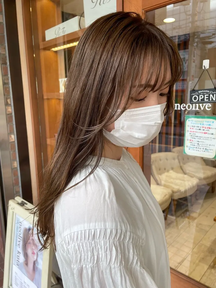 ロング カラー ベージュカラー 透明感カラー オリーブベージュ 清水 ちひろ ✄トップスタイリストのヘアスタイル