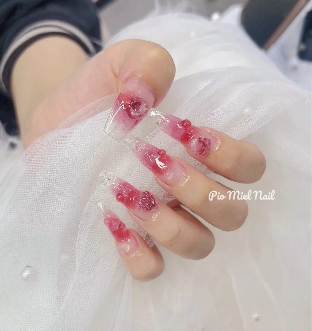 ネイル アートネイル クリアネイル ジェルネイル ハロウィン 氷ネイル・うるうるネイル ハンドネイル HANA 長さだしのネイルデザイン