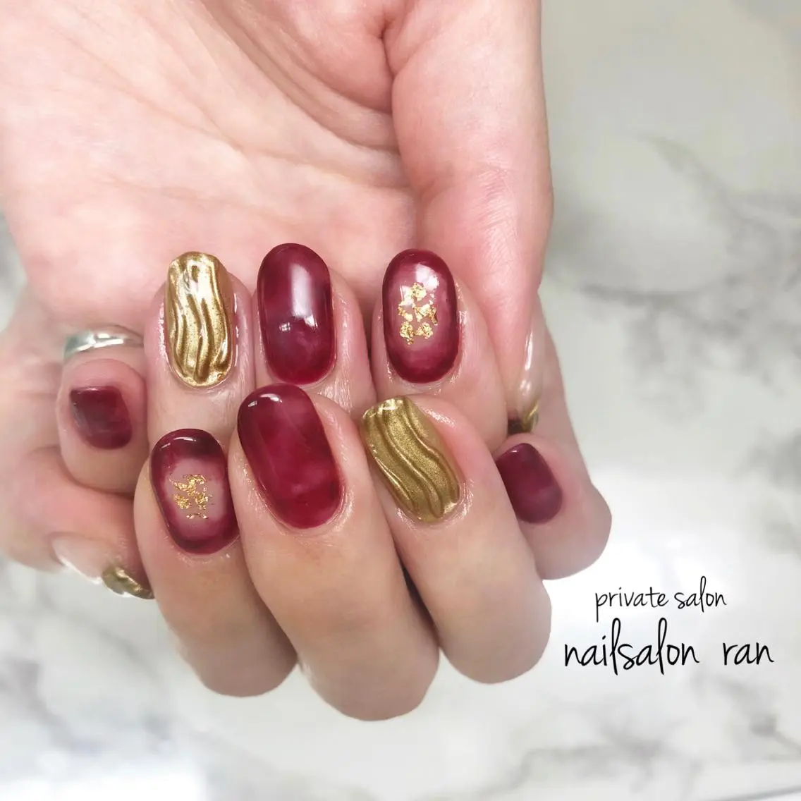 ネイル ボルドー 持ち込み nailsalon ranのネイルデザイン