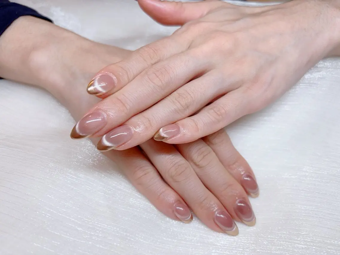 ネイル フレンチネイル マグネットネイル マグネットフレンチ ミラーネイル ♡CELEBRAIL YUKI♡のネイルデザイン