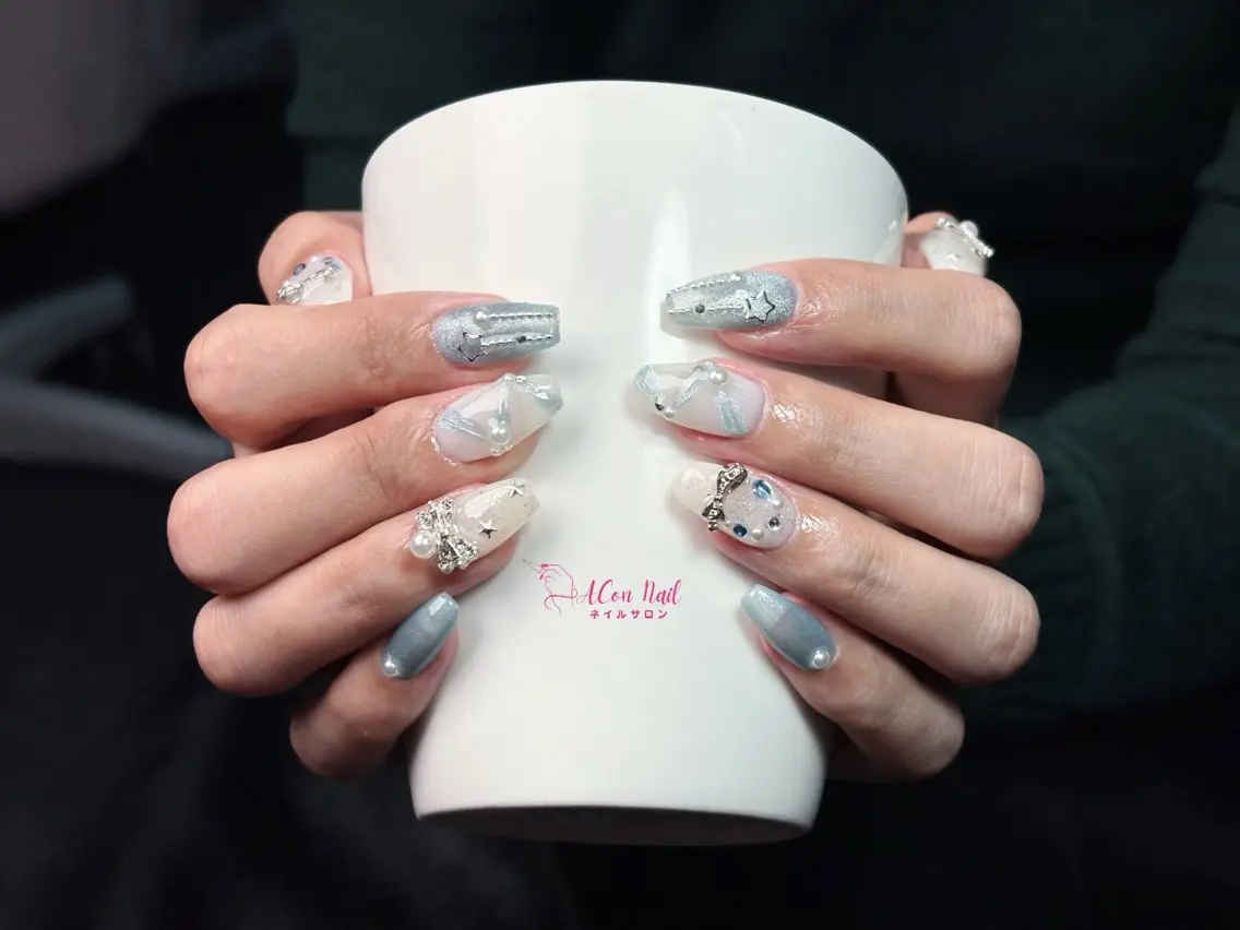 ネイル 桜ネイル 長さ出し フラワーネイル フレンチネイル ジェルネイル ハンドネイル ACon NailSalonのネイルデザイン