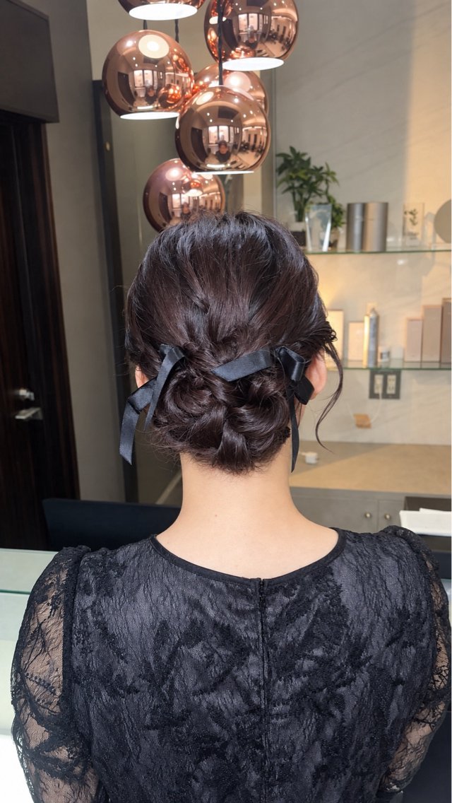 ヘアアレンジ ヘアセット 顔まわりレイヤー/諒 オリーブカラー/天神のヘアスタイル