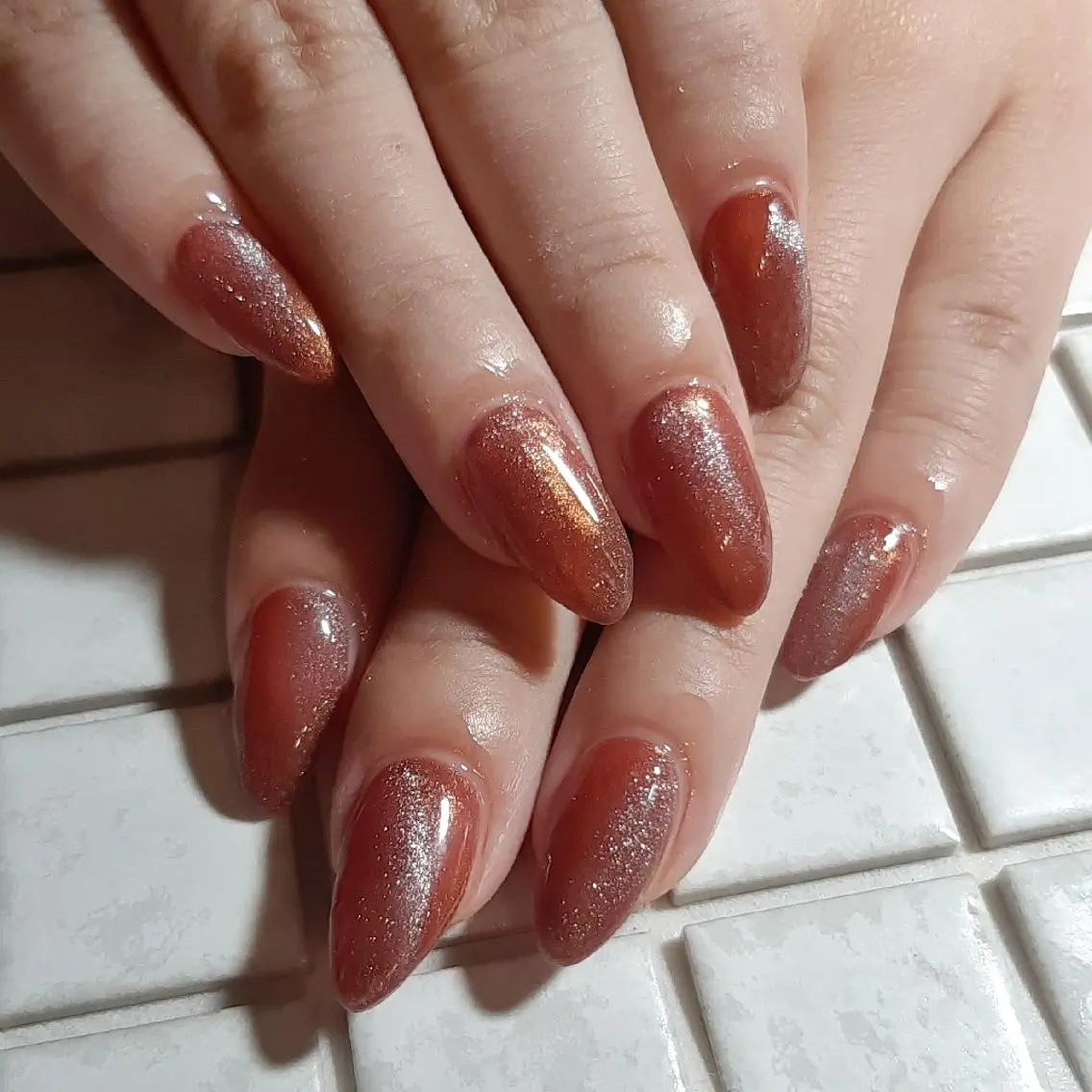 ネイル ブラウン クリアネイル ハンドネイル private salon mieのネイルデザイン