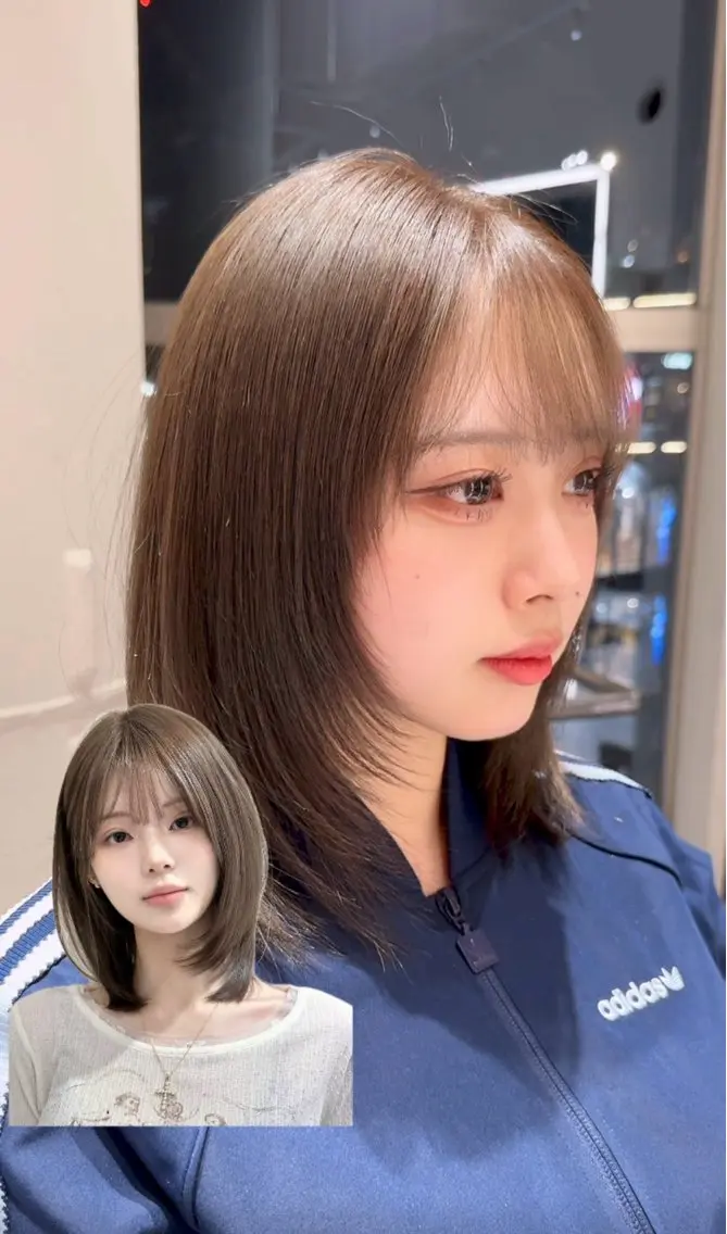 ミディアム カラー ハッシュカット 韓国風ヘア 萩原 陸斗のヘアスタイル