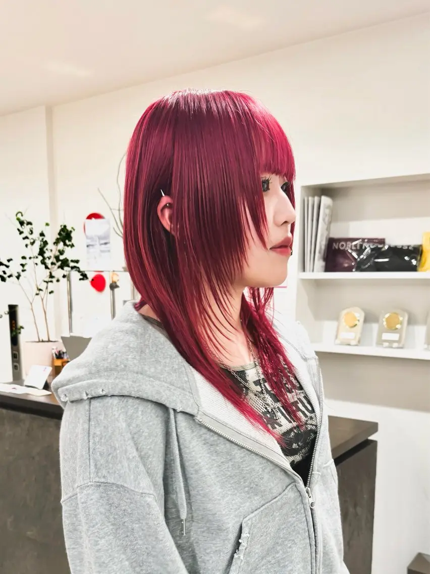 ミディアム カラー ハイトーンカラー レッドカラー レイヤーカット ウルフカット カット ヘアカラー トリートメント ハイトーン/レイヤー /ウルフ⭐️永田⭐️のヘアスタイル
