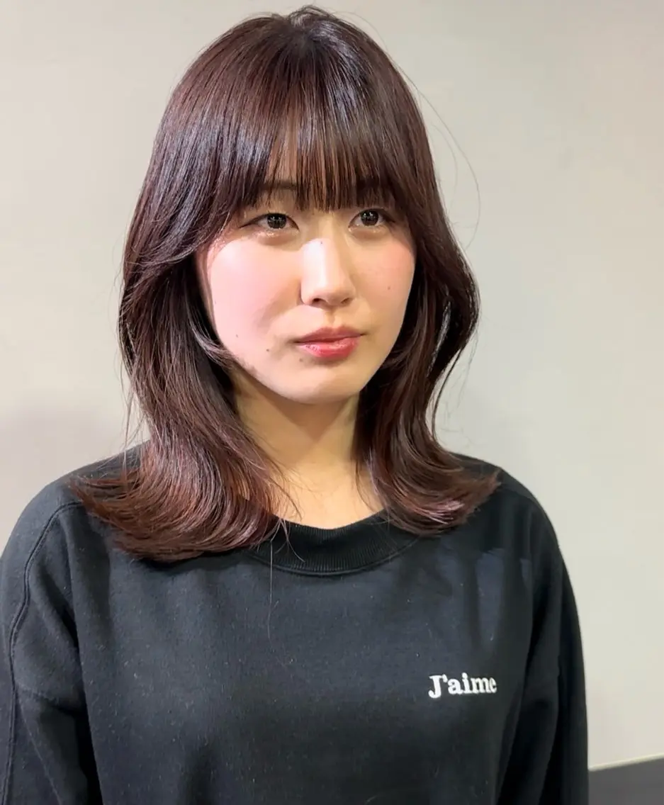 ミディアム カラー ミディアムパーマ ブリーチ 透明感カラー ダブルカラー グレージュ 極上の艶髪 RINAのヘアスタイル