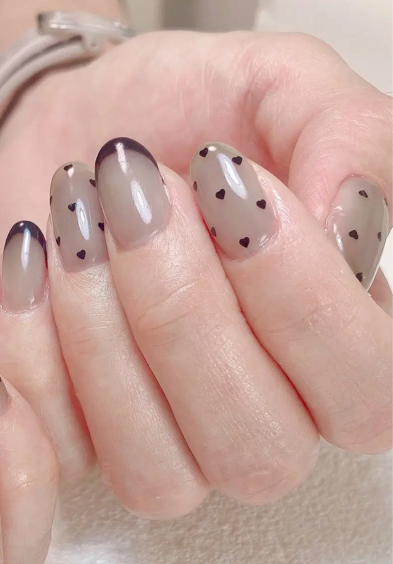 ネイル ドット ハート 持ち込み Nail Salon K 🧸美爪育成のネイルデザイン