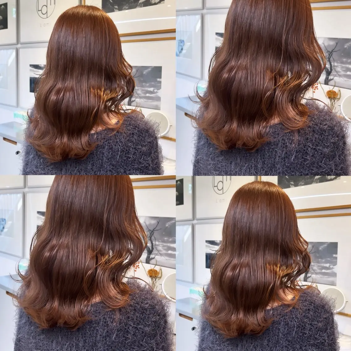 ミディアム カラー ベージュカラー ブラウンカラー オレンジ オレンジベージュ オレンジブラウン ヘアカラー トリートメント ヘッドスパ ヘアセット カジュアルを女っぽく 𝗮𝘆𝗮𝗰𝗼のヘアスタイル