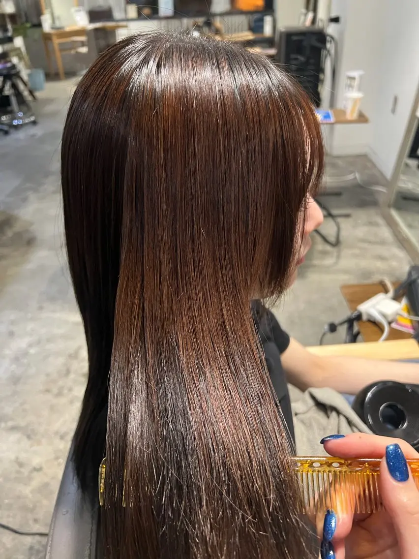 ロング パーマ ストレートパーマ fielu KANAEのヘアスタイル