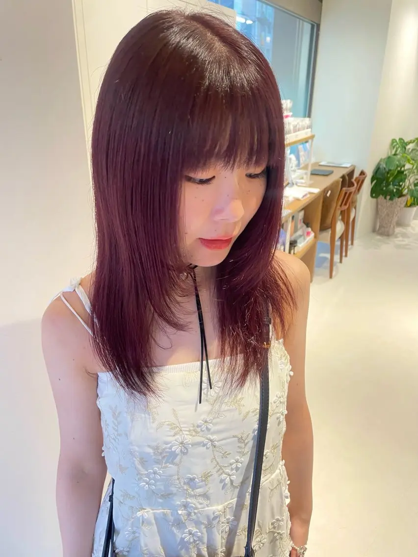ミディアム カラー ピンクカラー ヘアカラー トリートメント Liru:smart salon/茅ヶ崎のヘアスタイル