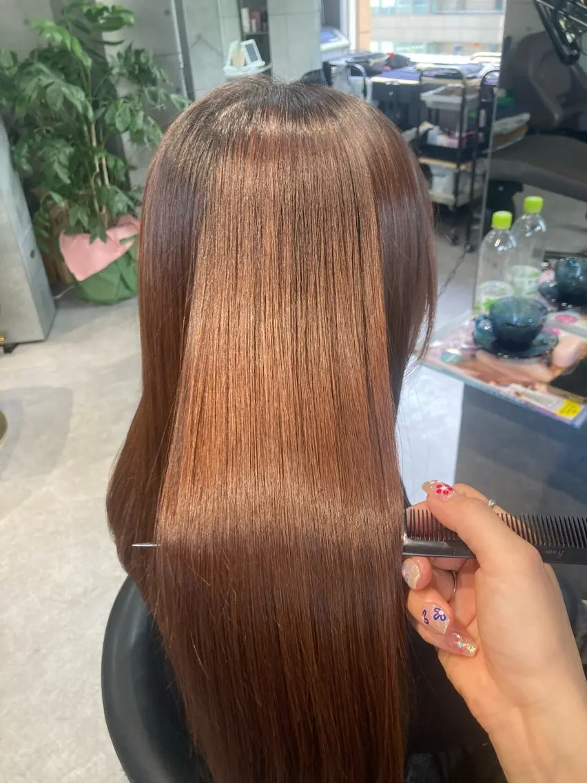 ロング 縮毛矯正 髪質改善☺︎縮毛矯正 ふじい まりんのヘアスタイル