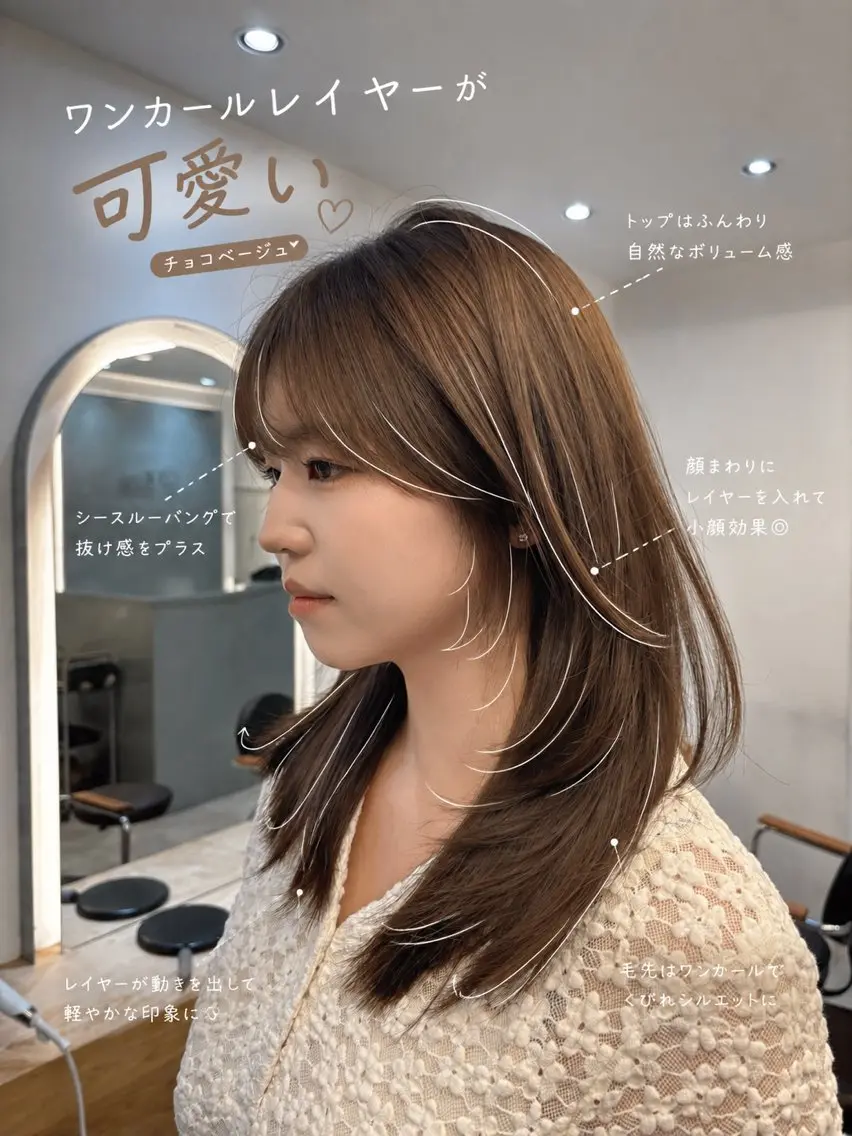 セミロング レイヤーカット カット ヘアカラー トリートメント 🍀祥吾🍀レイヤー ✨透明感カラー✨のヘアスタイル