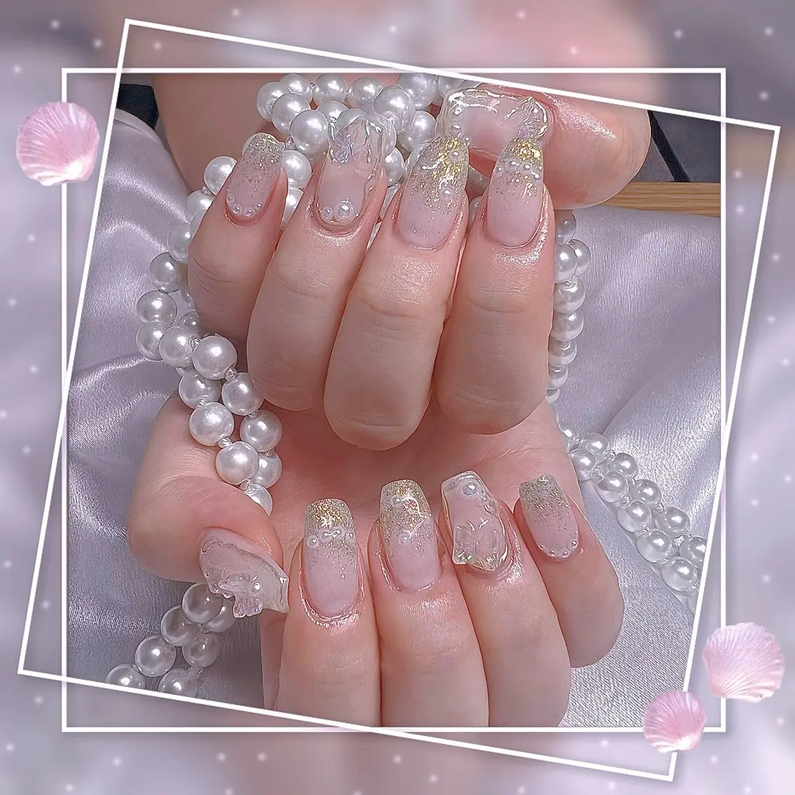 ネイル フレンチネイル グラデーション キラキラネイル 韓国ネイル マグネットネイル ハンドネイル Chill Nailsalonのネイルデザイン