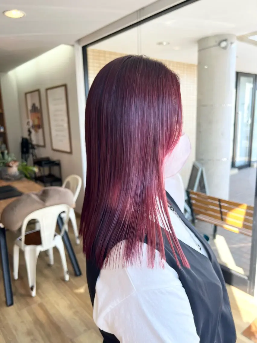 セミロング カラー ローズカラー ヘアカラー トリートメント 堀 望美のヘアスタイル