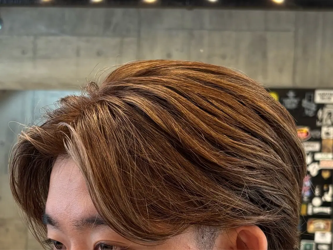カラー メンズ メンズハイライト メンズメッシュ ブラウンカラー ハイライトカラー メッシュ カット ヘアカラー 💈 FUZUKI💈のヘアスタイル