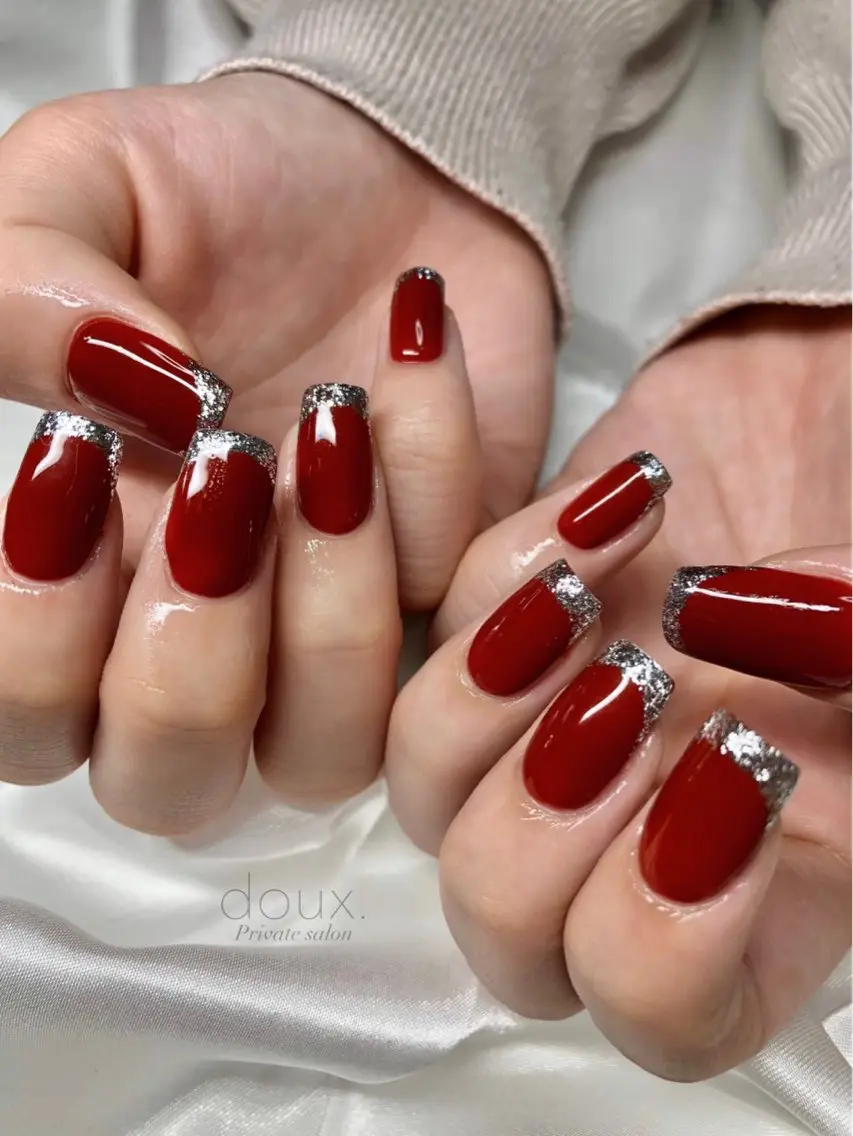 ネイル フレンチネイル ハート 韓国ネイル マグネットネイル ニュアンスネイル ハンドネイル doux. nailのネイルデザイン