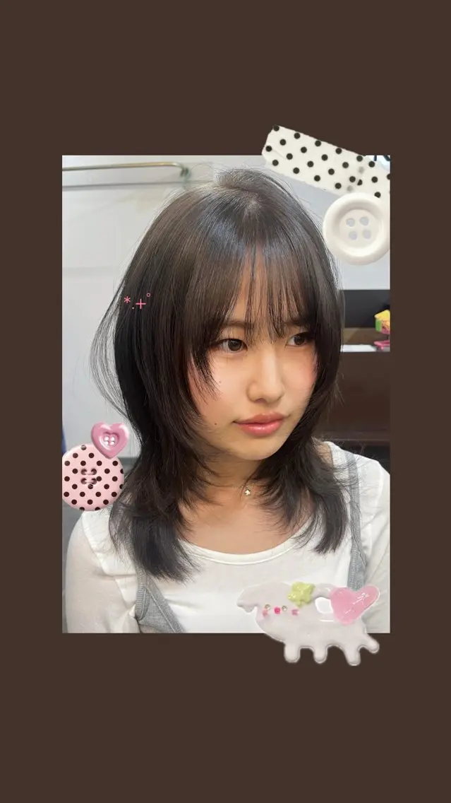 ミディアム ヘアカラー LUCK rizunaのヘアスタイル