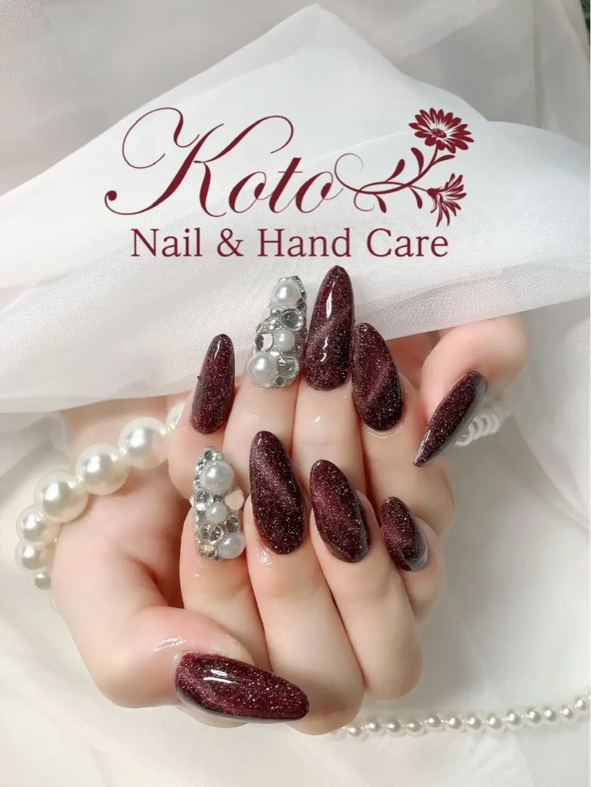 ネイル 長さ出し ジェルネイル 持ち込み ニュアンスネイル 赤色 ハンドネイル Nail Salon KOTOのネイルデザイン