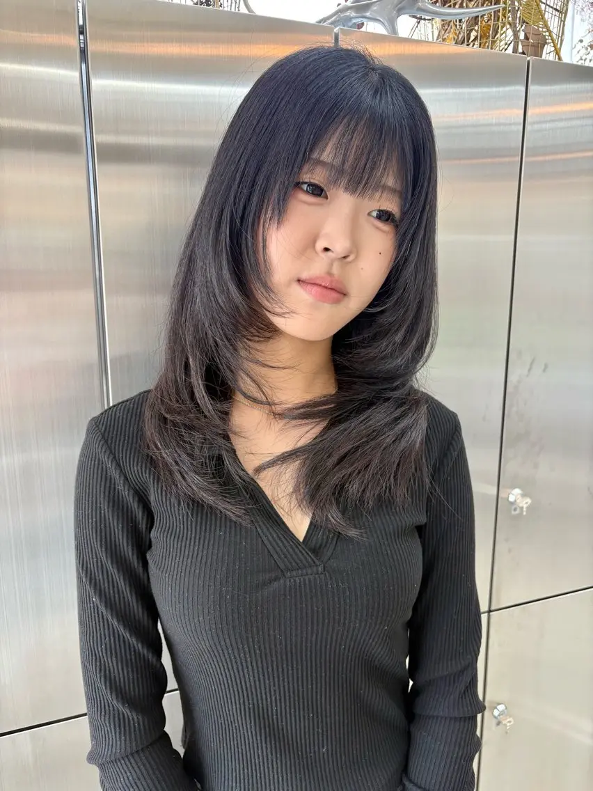 セミロング カラー レイヤーカット カット ヘアカラー YUIMARL岡山/ 𝐂𝐇𝐈𝐊𝐀のヘアスタイル