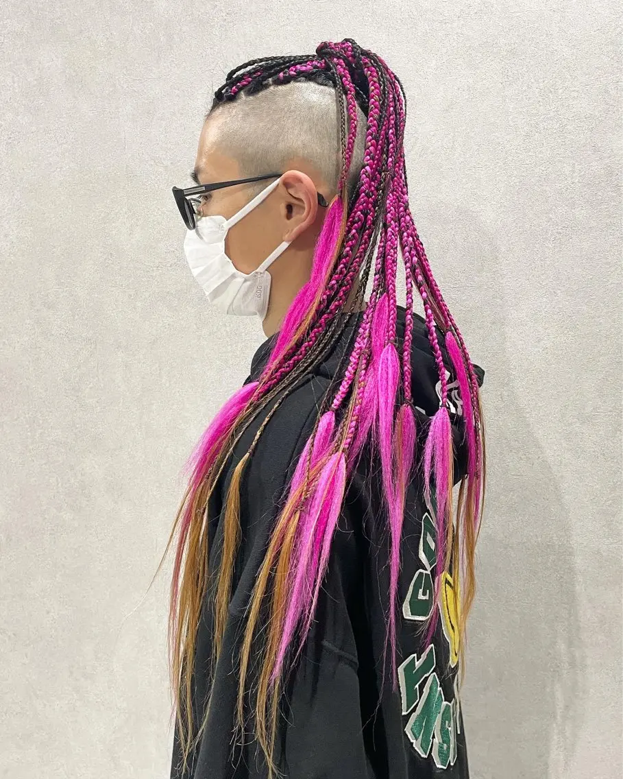 ロング カラー パーマ ヘアアレンジ メンズ キッズ ネイル マツエク・マツパ アイブロウ ピンクカラー カラーマツエク ピンク エクステ Hiro ヒロのヘアスタイル