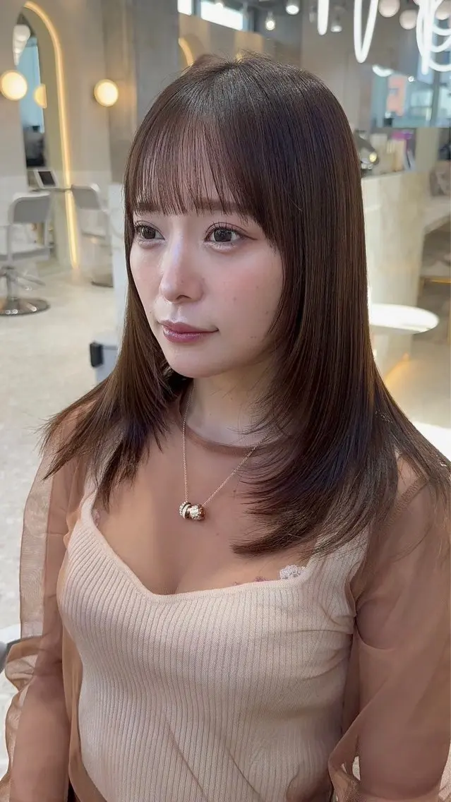 セミロング カラー 髪質改善/縮毛矯正 /レイヤー/宮崎直弥のヘアスタイル