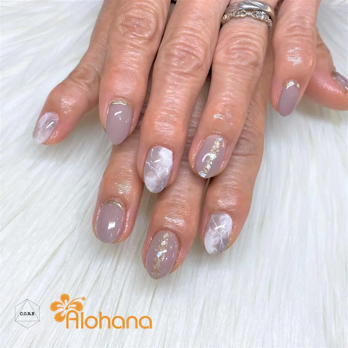 ネイル 大理石ネイル(マーブル) ハンドネイル Alohana Minaのネイルデザイン