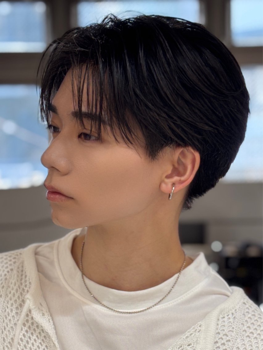 ショート カラー パーマ ヘアアレンジ メンズ センターパート メンズ韓国風 マッシュ メンズパーマ メンズショート カット トリートメント 大宮/曲がる縮毛矯正 /毛流れ特化/NAOのヘアスタイル