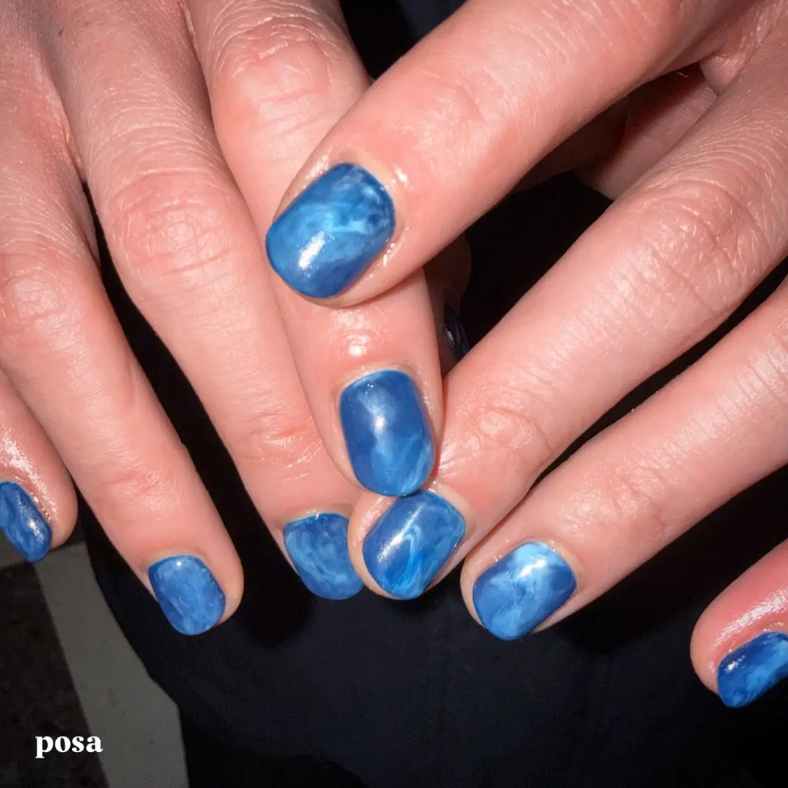 ネイル ブルー ニュアンスネイル シンプルネイル ハンドネイル posa nail モエミのネイルデザイン