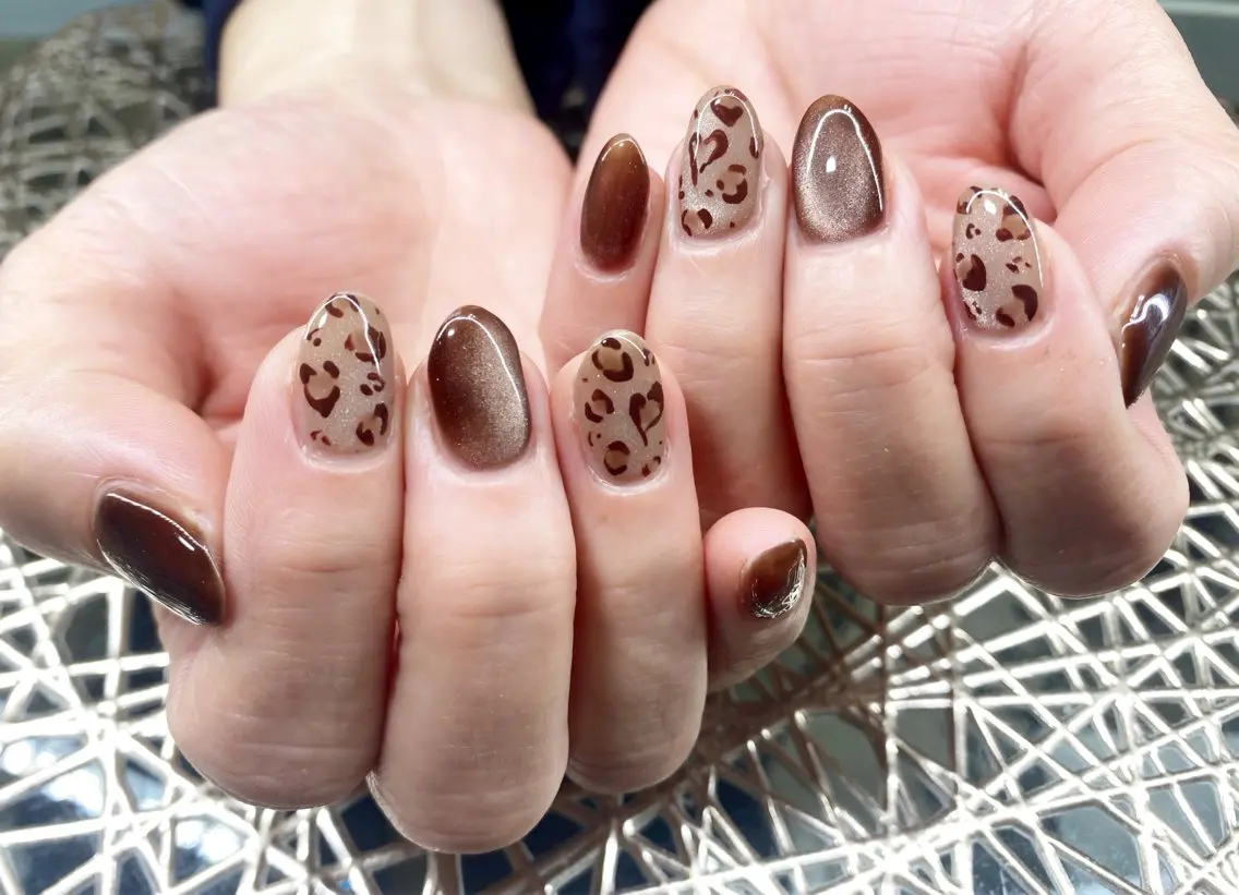 ネイル アニマル柄 マグネットネイル ハンドネイル ネイルサロン nail_upのネイルデザイン