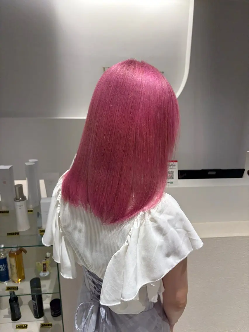 ミディアム カラー ピンクカラー 🦋YUI 髪質改善 ブリーチ　着付け🦋のヘアスタイル