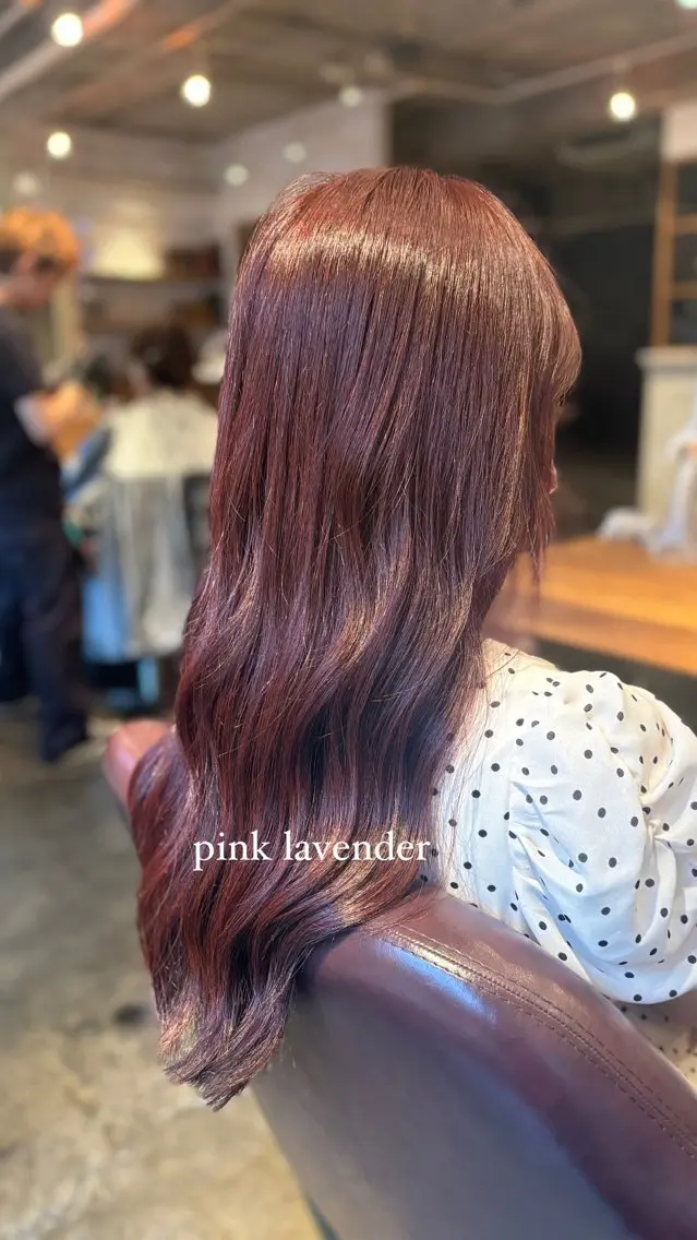 ロング カラー 透明感カラー ラベンダーカラー ピンクカラー ピンクラベンダー 髪質改善カラー ベージュ🤎YUMEのヘアスタイル
