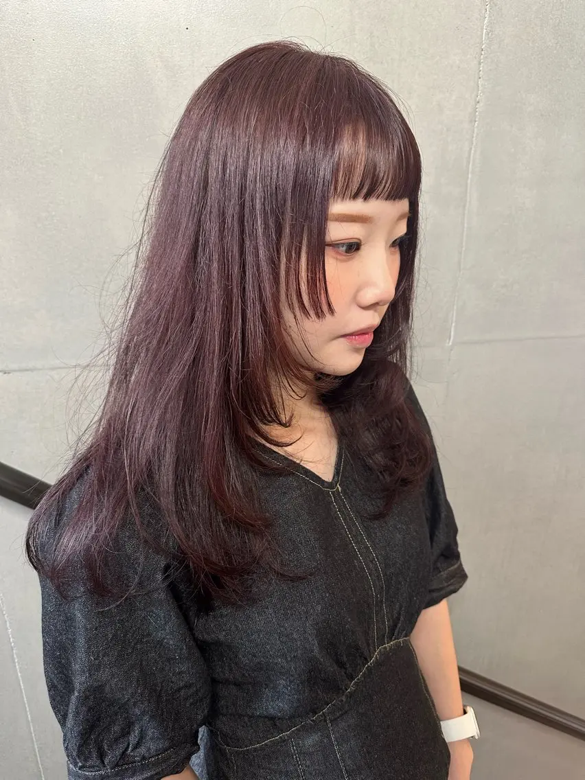 セミロング カラー ラベンダーカラー ピンクカラー ピンクラベンダー 🎀暖色カラー🎀 おかだみほのヘアスタイル