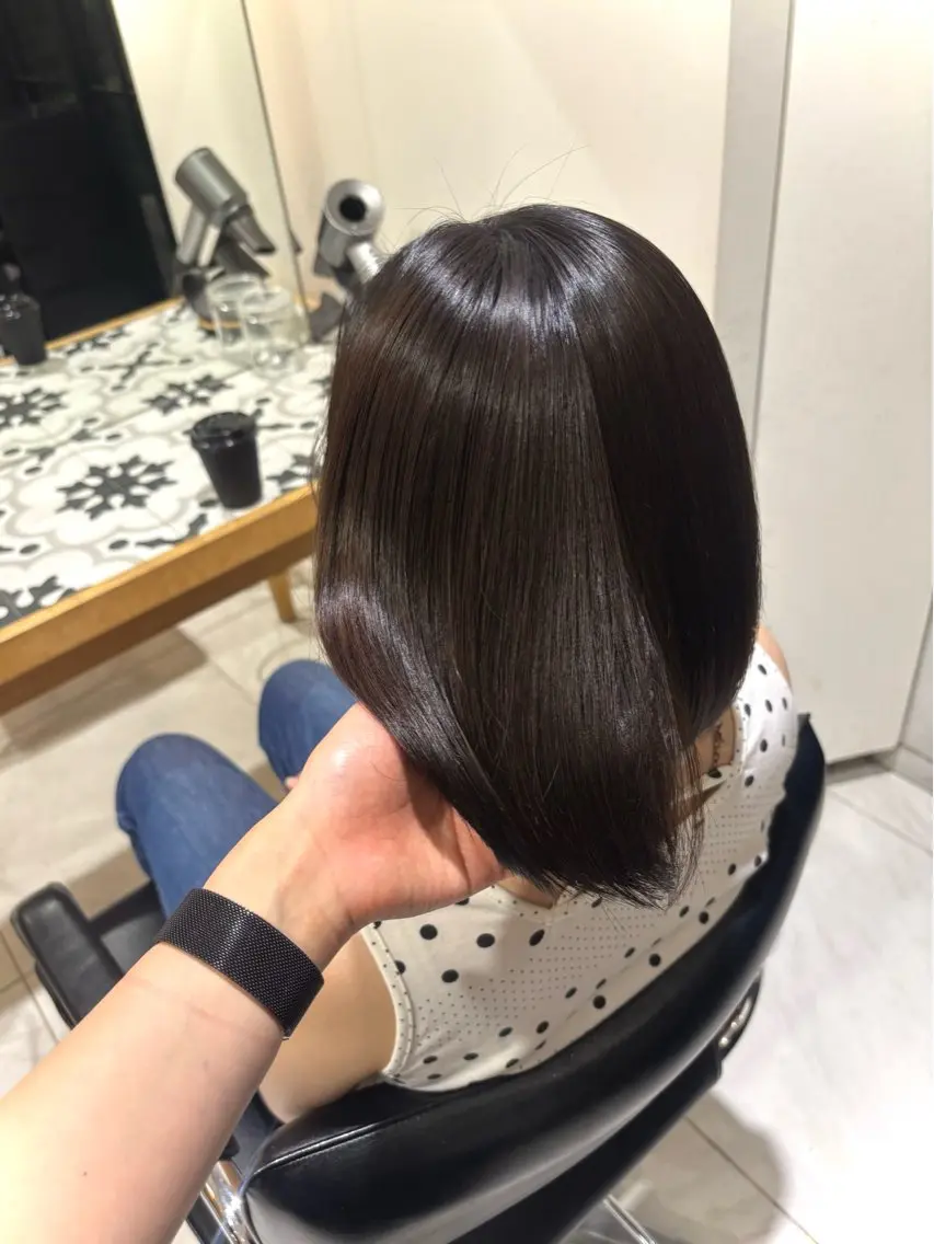 ミディアム カラー ヘアカラー トリートメント ヘアセット 莉瑠 / ボブモデル募集🐃のヘアスタイル