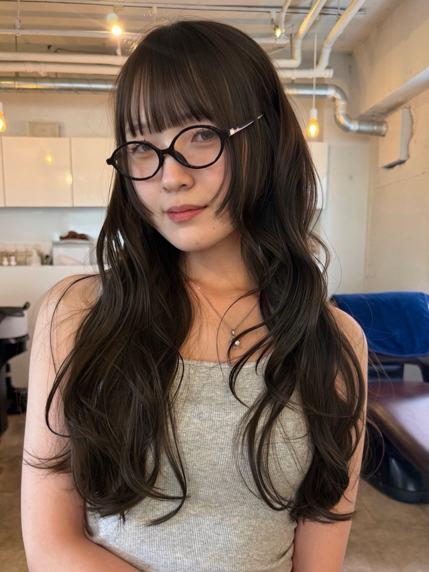 ロング カラー ベージュカラー ミント ミントベージュ レイヤーカット ヘアカラー 落合希 Olivebeigeのヘアスタイル