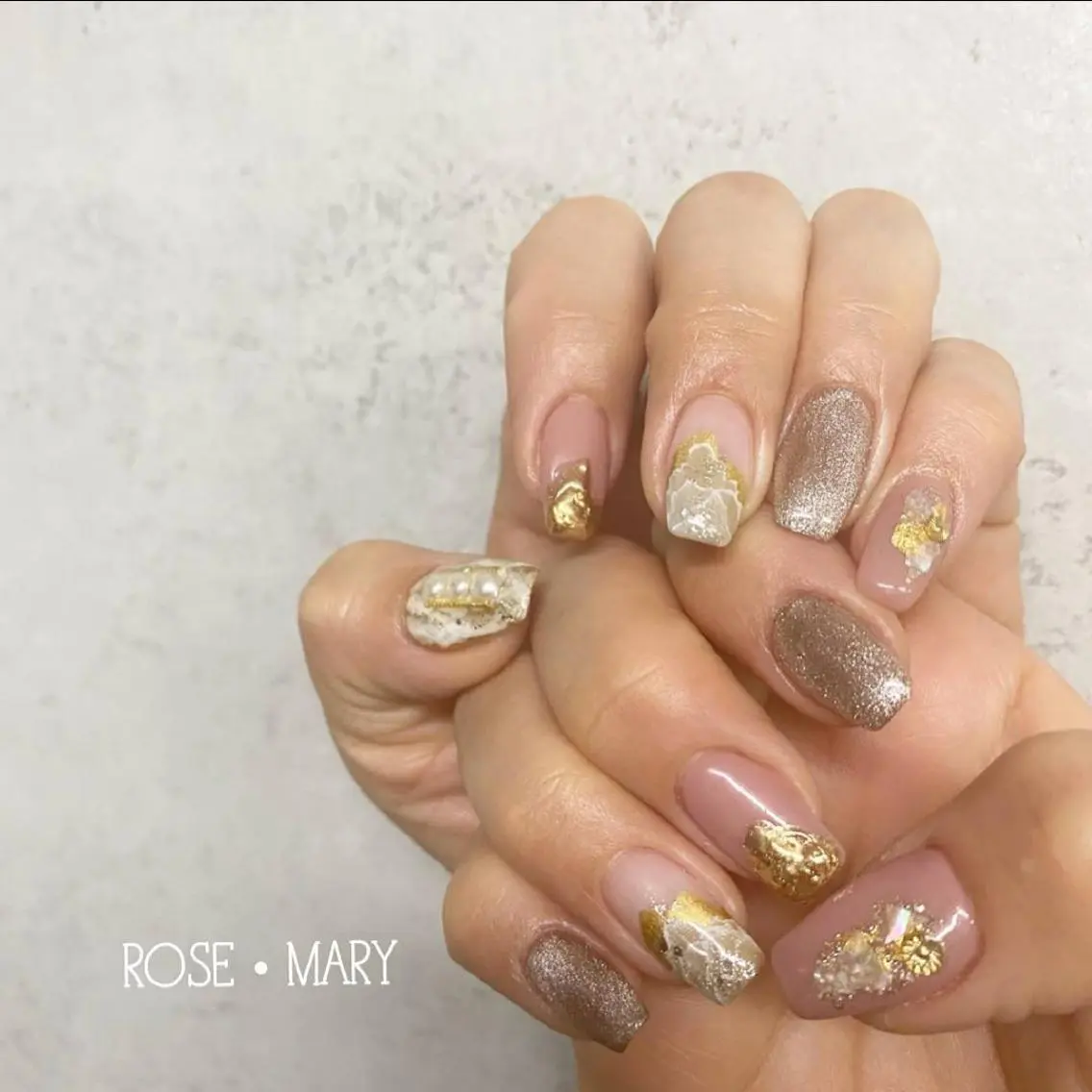 セミロング ネイル ニュアンスネイル ハンドネイル ROSE・ MARY 鈴木のネイルデザイン
