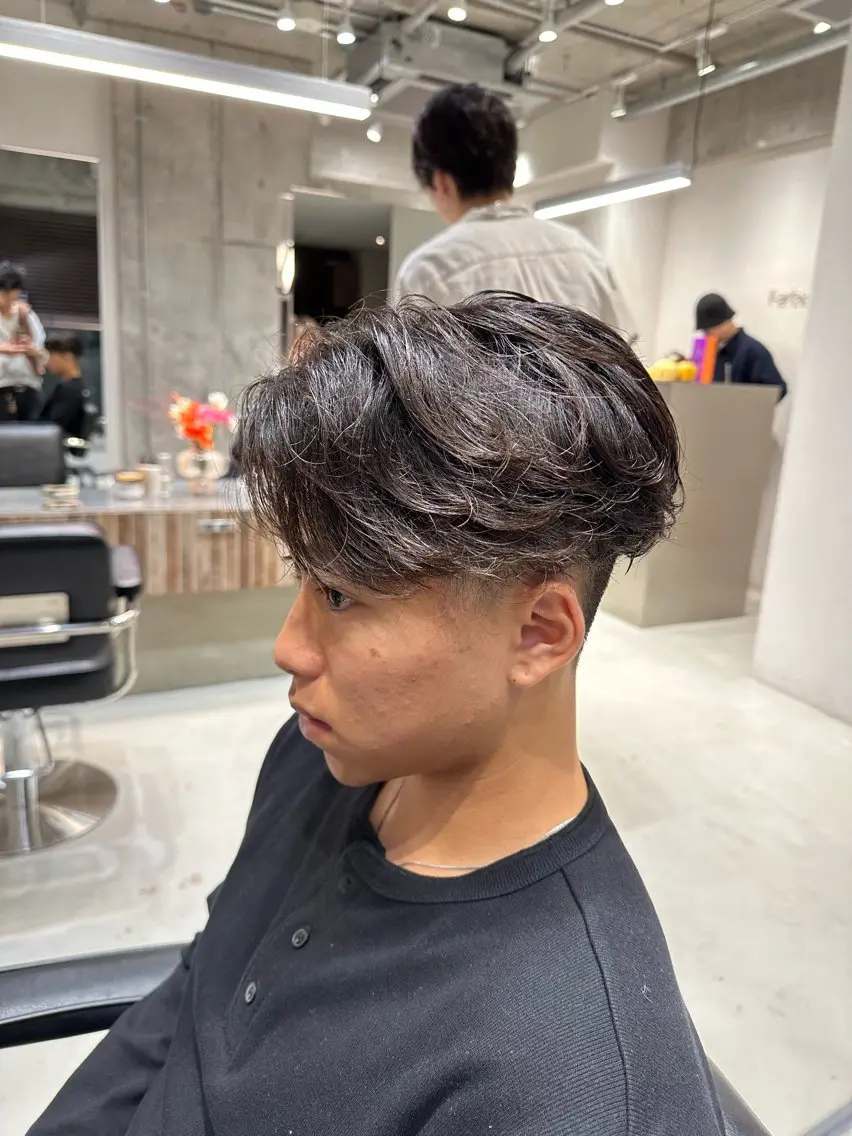 ショート パーマ メンズ カット パーマ トリートメント ヘアセット 横浜/メンズ特化/ Farbe/田中颯斗のヘアスタイル