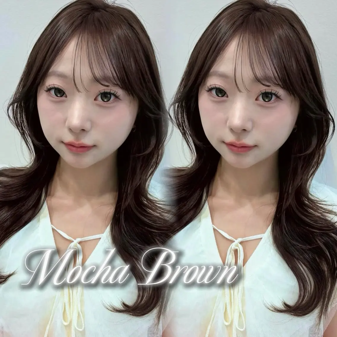 セミロング カラー ヘアアレンジ ブラウンカラー 透明感カラー モカブラウン ヘアカラー トリートメント 韓国/池袋ワンカラー 🖤kaede🖤のヘアスタイル