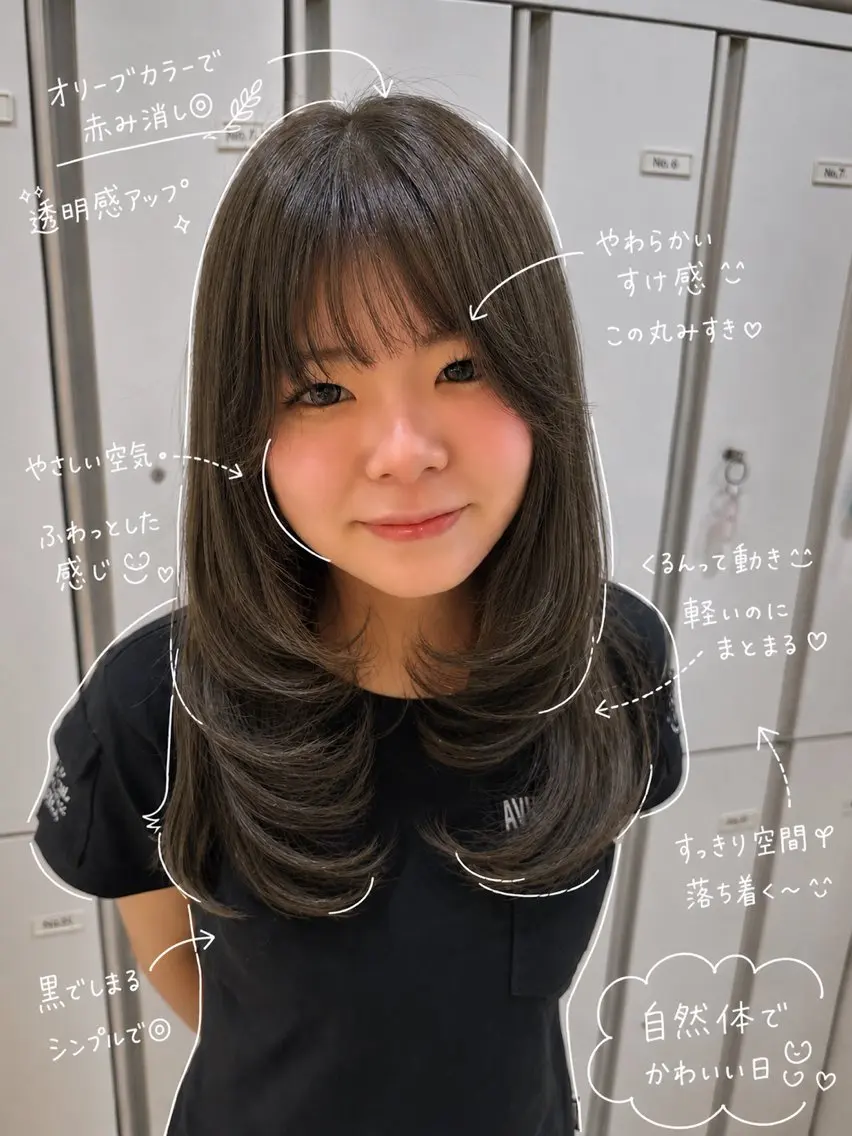 【人気No.1】透明感オリーブカラー×カット✨の写真