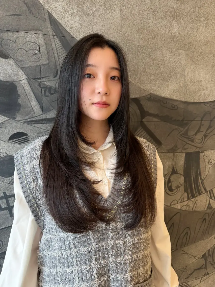 ロング 顔まわりレイヤー 顔周りカット レイヤーカット suzuna ✩.*˚のヘアスタイル