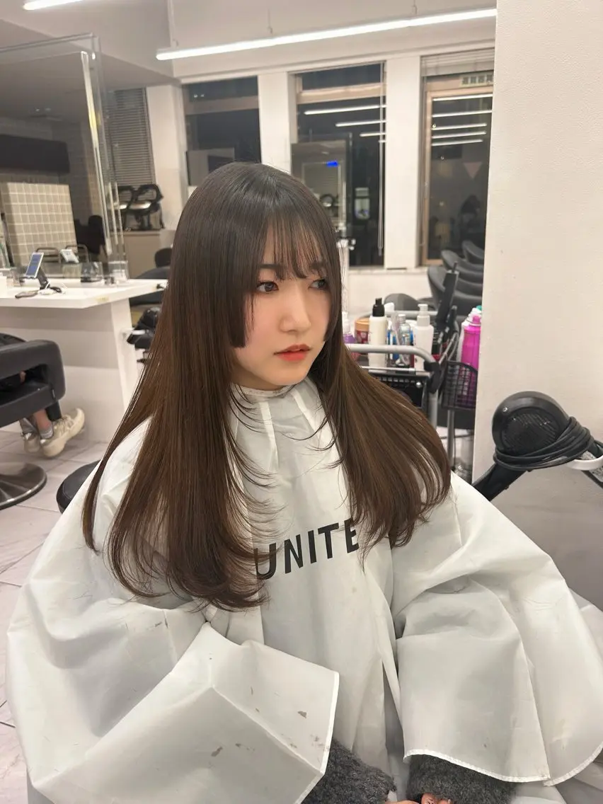 ロング カラー パーマ ヘアアレンジ メンズ キッズ ブリーチなしカラー/ ブラウン/レイヤーのヘアスタイル