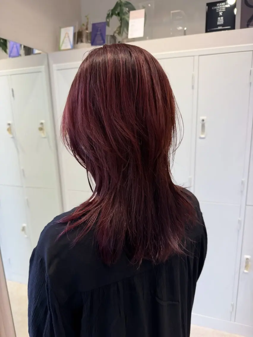 セミロング カラー ブラウンカラー レッドカラー ヘアカラー 艶カラー/高円寺 /ココナのヘアスタイル