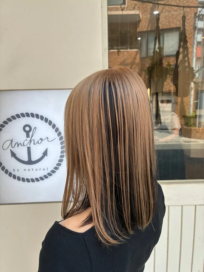 セミロング カラー ヘアカラー 阿部 翔一郎透明感カラーのヘアスタイル