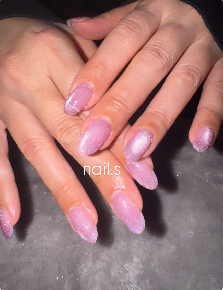 ネイル ラメ(グリッター) マグネットネイル オフィスネイル ピンク シンプルネイル ハンドネイル nail.s misatoのネイルデザイン