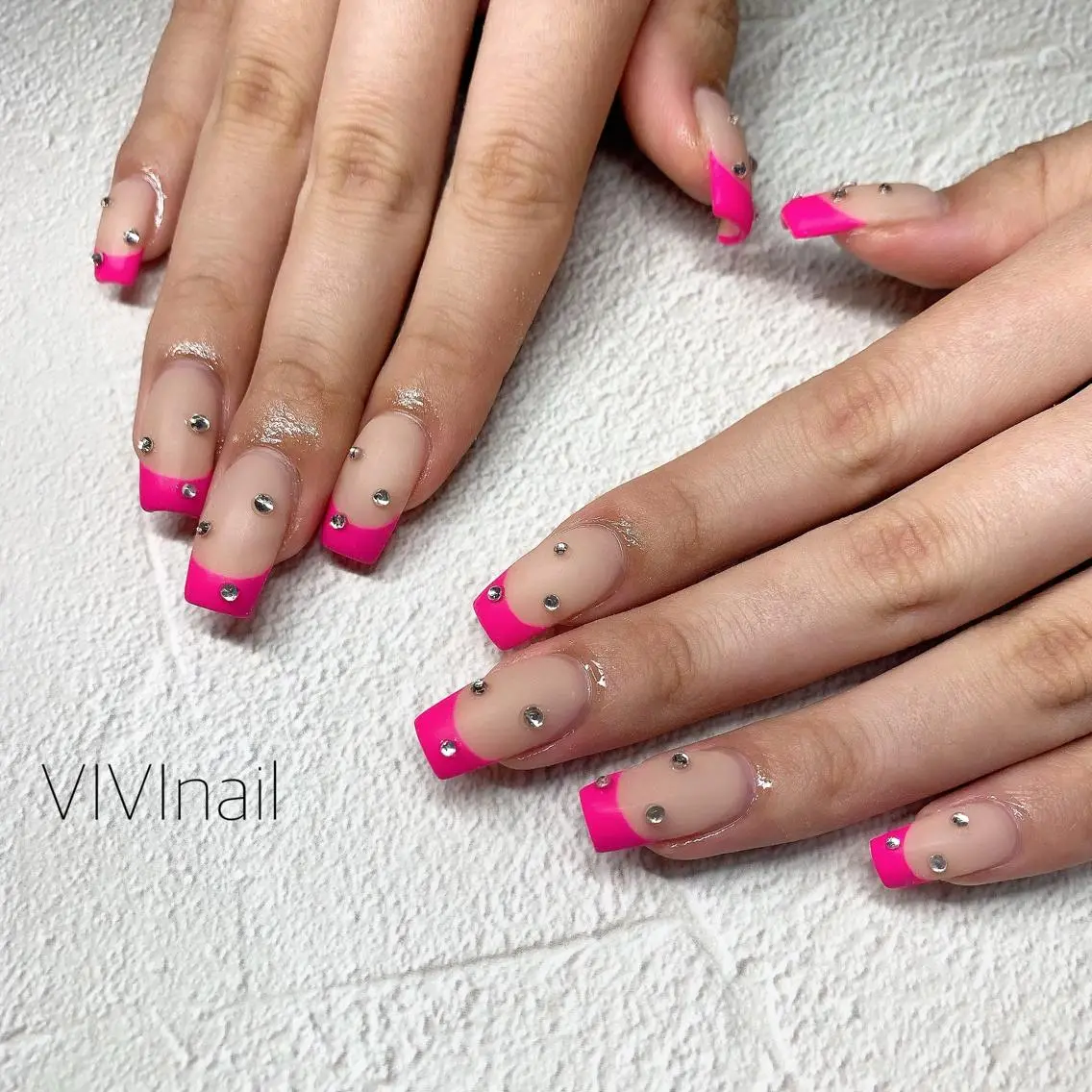 ネイル フレンチネイル マットネイル ピンク ハンドネイル vivi nailのネイルデザイン